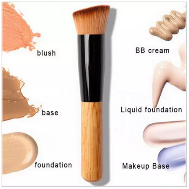 Makeup Brush Tool Flat Angled Wooden Liquid Foundation Powder Contour Bronzer UK