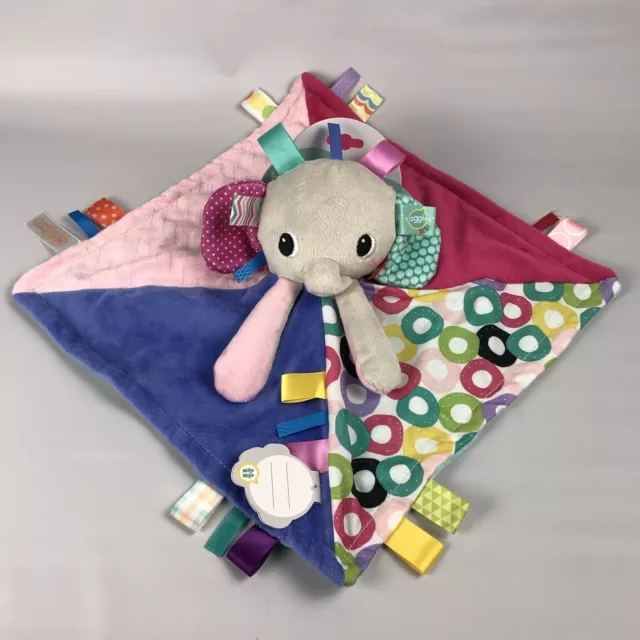 Bright Starts Taggies Elephant Plush Security Blanket Baby Lovey Multicolor NEW