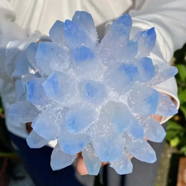 428G New Find sky blue Phantom Quartz Crystal Cluster Mineral Specimen Healing 2