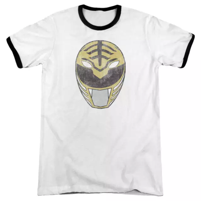 MIGHTY MORPHIN POWER Rangers White Ranger Mask - Men's Ringer T-Shirt ...