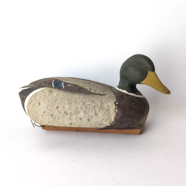 Vtg Life Size Mallard Duck Decoy Cork Body Wood Head Hand Painted Handmade