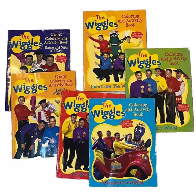 Lot of 5 The Wiggles Coloring & Activity Books - 2 Giant & 3 Regular Book 2003