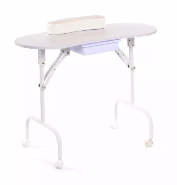 Urbanity portable foldable mobile manicure nail beauty salon table desk white