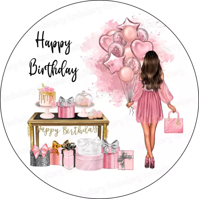 Happy Birthday Woman Cake Topper Party Decoration Edible Celebration Cupcake 3