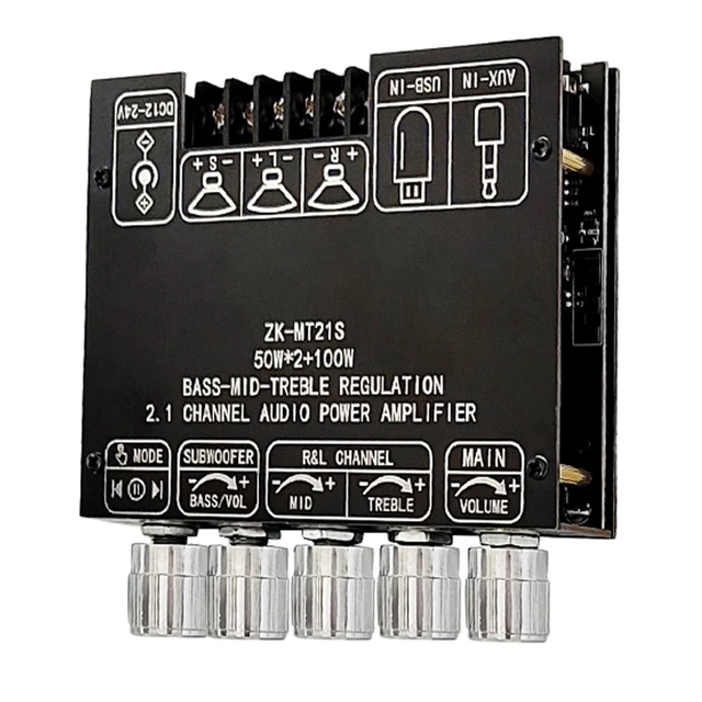 Carte Ampli Audio Stéréo 2.1 Canaux Avec Subwoofer 100W - Module Ampli Sans Fil Bluetooth 5.0, Pour Home Cinéma, Studio, Extérieur