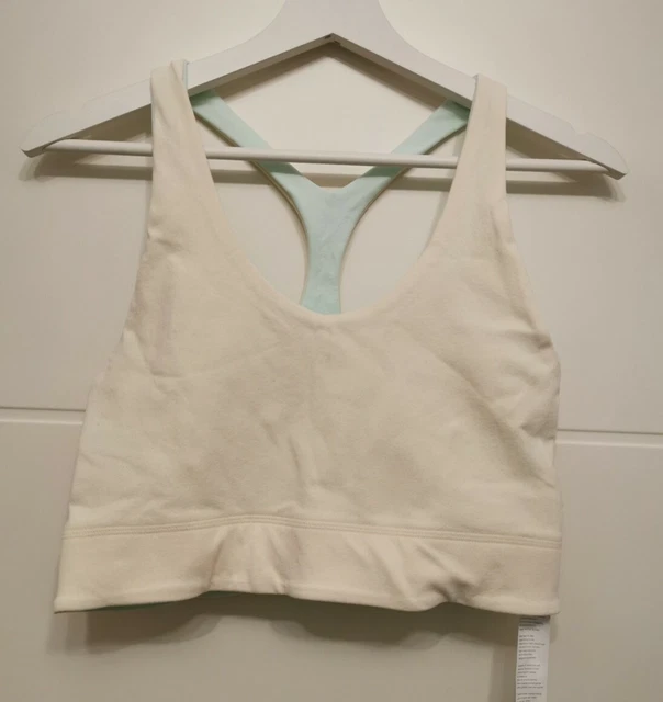 Fabletics Damen Simone Sculptknit Resversble Sport Bra Gr. L Kokosnuss/Eiswürfel