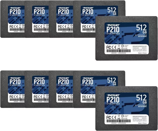 Patriot P210 512GB 2.5" SATA3 6GB/s Internal Solid State Drive For PC/MAC 10PACK