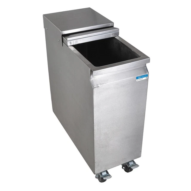 BK Resources 11"W x 24"D Stainless Steel Mobile Ice Bin w/ Sliding Lid