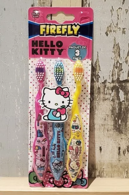 3x Firefly Sanrio Kids Hello Kitty Tooth Brushes Cute Travel Kit Children Gift