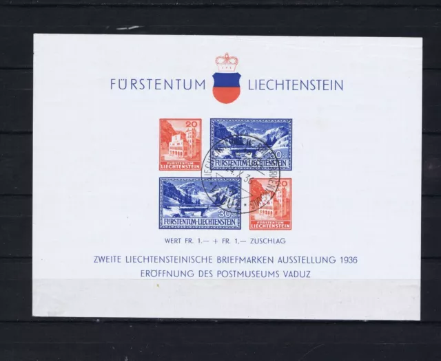 LIECHTENSTEIN 1936 Miniature sheet opening postmuseum Vaduz first day cancel