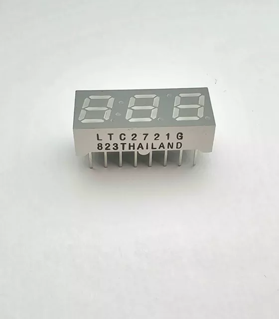 Lite-On Common Cathode 3-Digit 7-Segment Green LED Display (pack of 10)