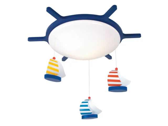 Lampada da soffitto bambini ruota di controllo con 3 barche a vela lampada da soffitto per cameretta bambini