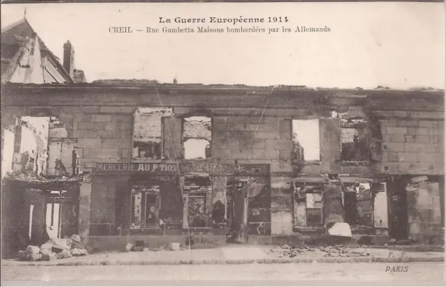 Cpa War Of 1914.18. Creil 1914. Bombed Houses Rue Gambetta.1914..Tbe