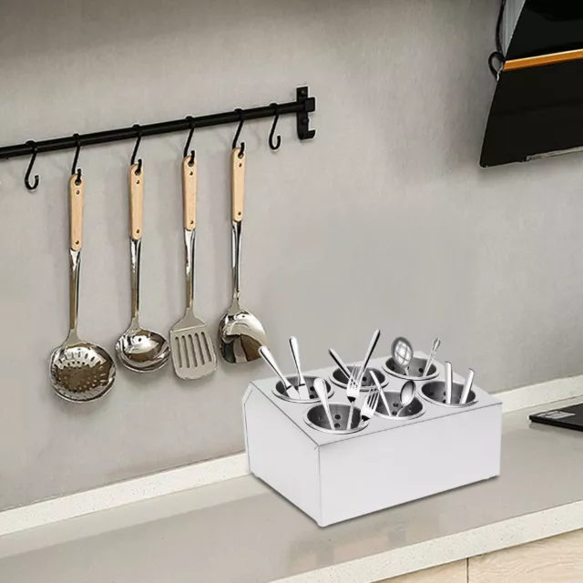 6/8 Hole Stainless Steel Flatware Holder Commercial Cookware Organizer Storage