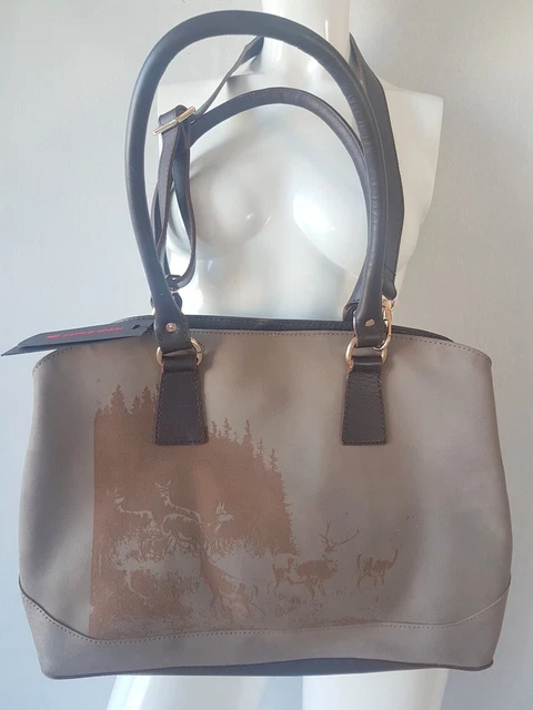 Borsa shopper Wiesnkönig Zinnober pelle con motivo foresta**NUOVA