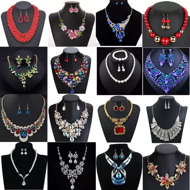 Fashion Crystal Necklace Bib Choker Chain Chunk Statement Pendant Women Jewelry