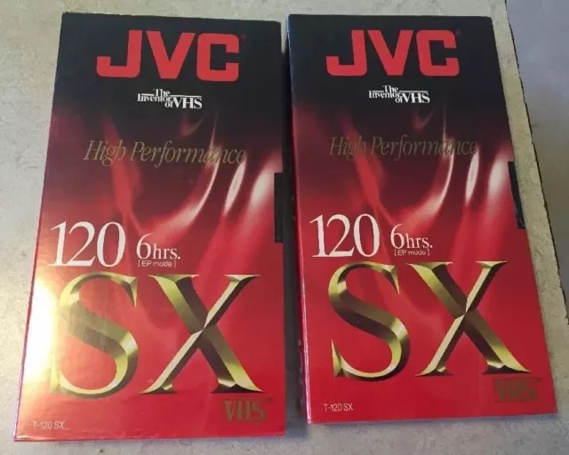 JVC High Performance T-120 SX Blank VHS Tapes Lot Of Two Sealed. Ships fast!