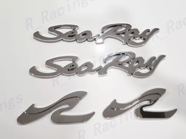 4Pcs Sea Ray Searay Sr Script Chrome Emblem Badge Boat Logo  12-3/4" New Usa