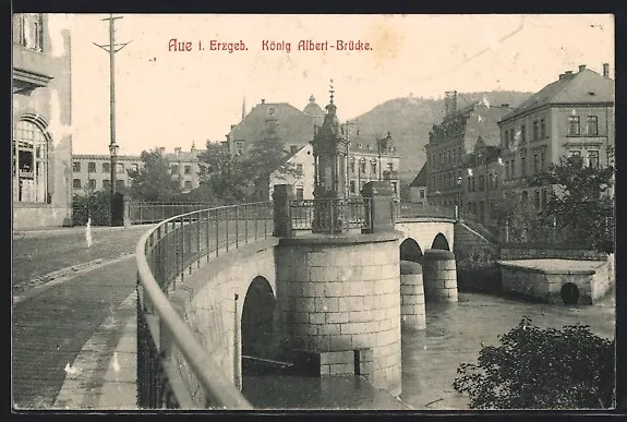 Ansichtskarte Aue i. Erzgeb., König Albert-Brücke