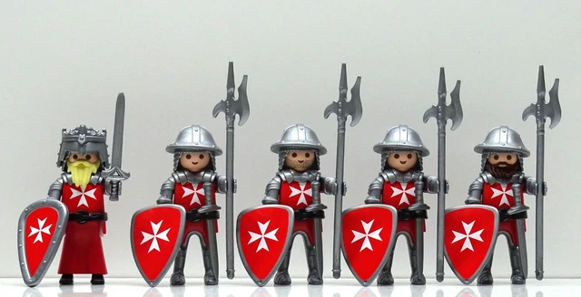 5 X RITTER MALTESER ROUGE PLAYMOBIL À CROISÉE CRUSADER TOP CUSTOM TOP RARE