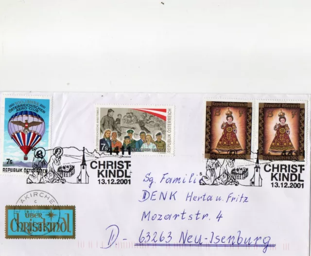 Österreich, Weihnachten 2001,  Brief, Mischfrankatur  + So-Stempel  Christkindl
