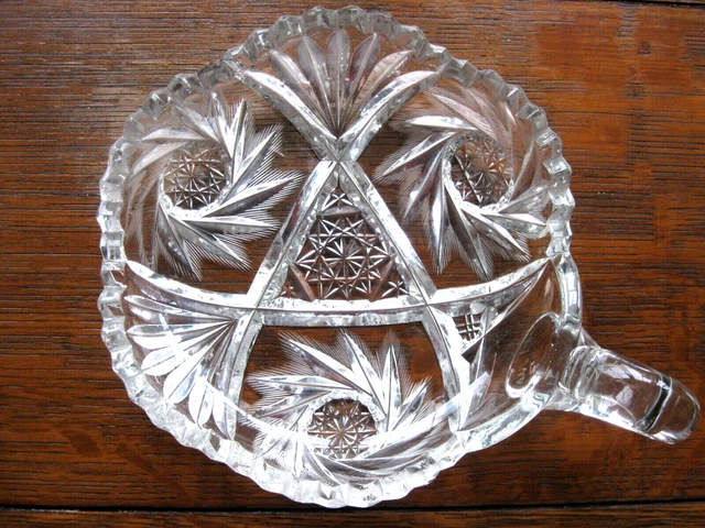 American Brilliant Cut Glass Nappy  w/ Saw Tooth Edge