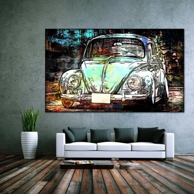 LEINWAND BILD ER XXL POP ART VW KÄFER BUNT ABSTRAKT BEETLE WAND POSTER 150x90