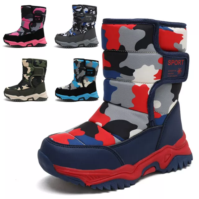 Boys Girl's Snow Boots Toddler Kids Warm Winter Boots Fur Lined Waterproof Boots