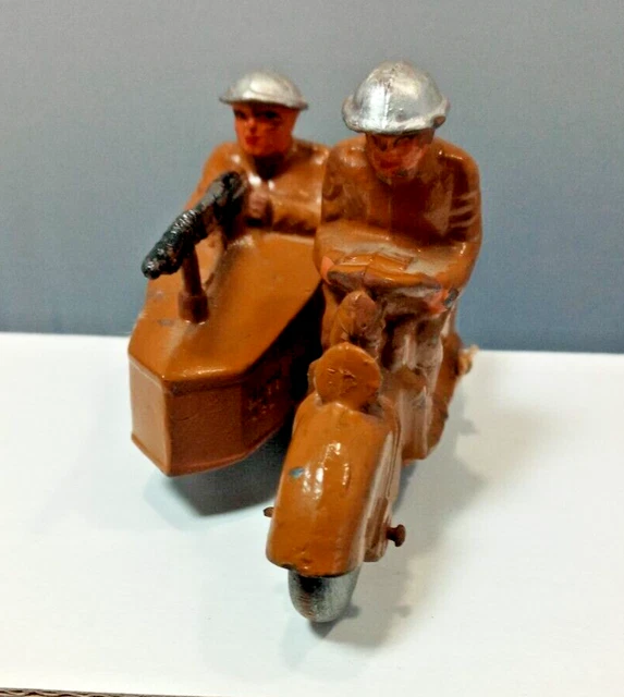 VINTAGE BARCLAY MOTORCYCLE with sidecar soldiers with machine gun
