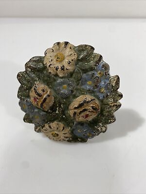 Vintage Round Metal Ornate Floral Design Antique Knob Victorian