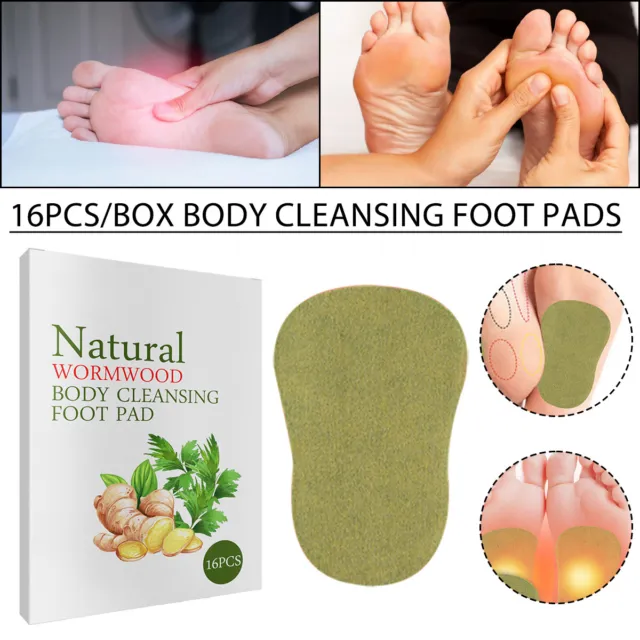 Natural Wormwood Body Cleansing Foot Pads 16pcs Anti Swelling Ginger F
