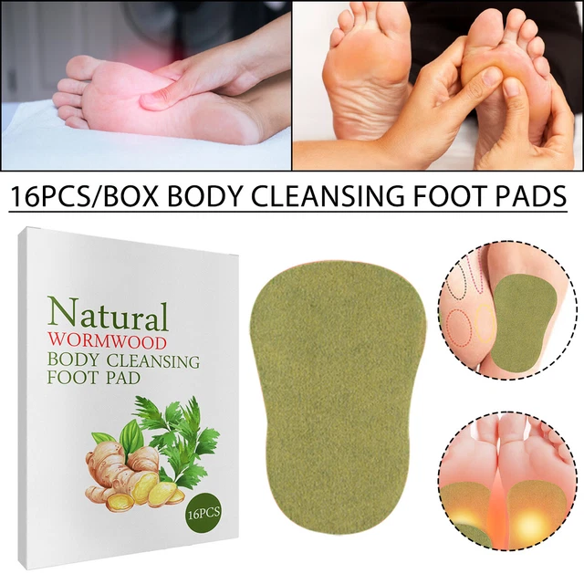 Natural Wormwood Body Cleansing Foot Pads 16pcs Anti Swelling Ginger F