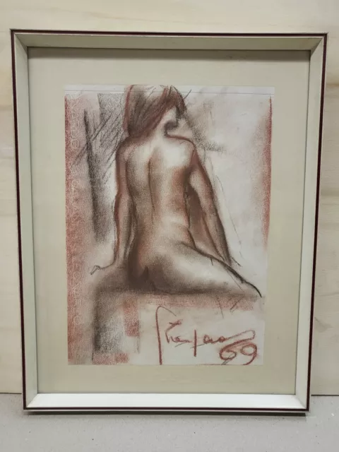 Quadro Nudo Femminile con Matita Sanguigna