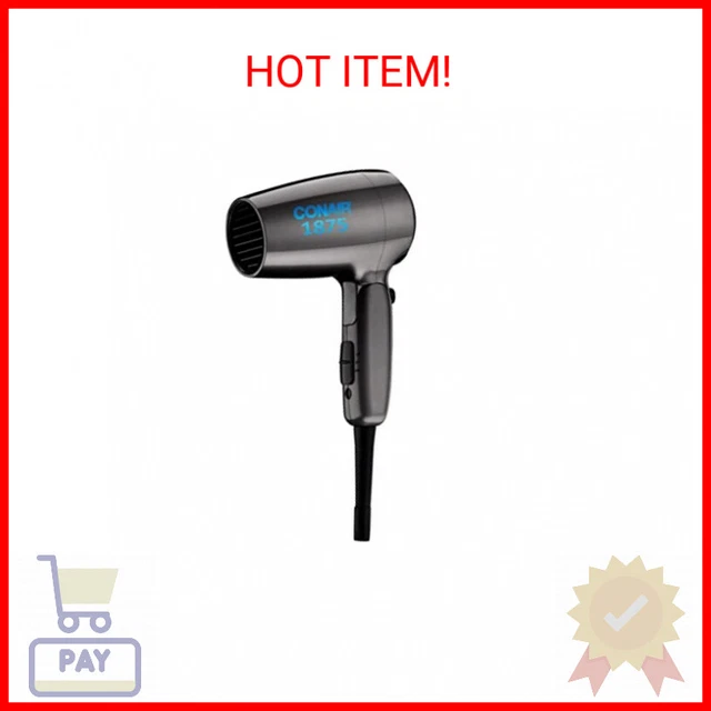 Conair Travel Hair Dryer with Dual Voltage, 1875W Compact Hair Dryer