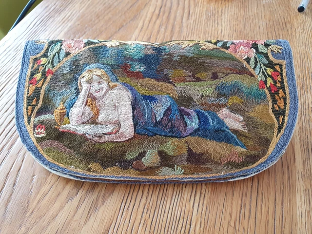 Sac De Soirée Pochette Brodé Perles - Taille Petit Rose Et Noir - Fait Main Vintage Les Collections De Crinolines