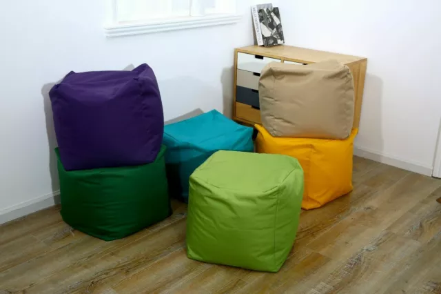 Waterproof Outdoor Indoor Footstool Bean Bag Garden Pouffe Ottomans Filled Cube