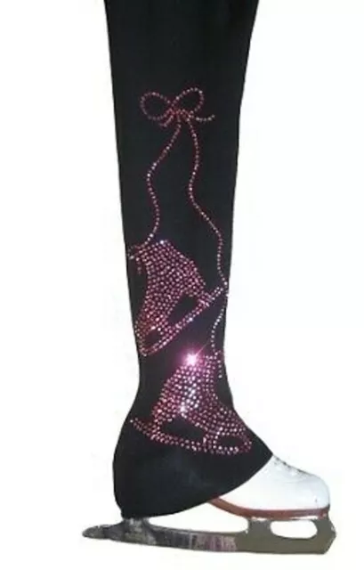 Figure Skating Pants with pink rhinestones "Pair of Skates" applique