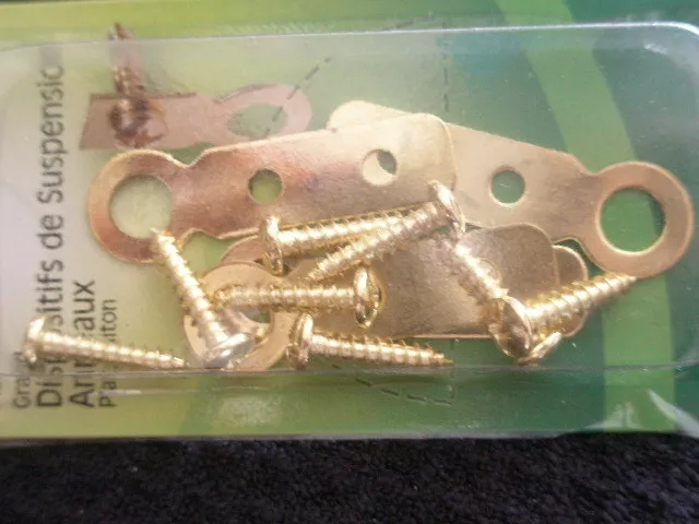 Hillman 122227 Large Flat Brass Ring Hanger 4 Pk Picture Hangers. 👀 GR8 BUY