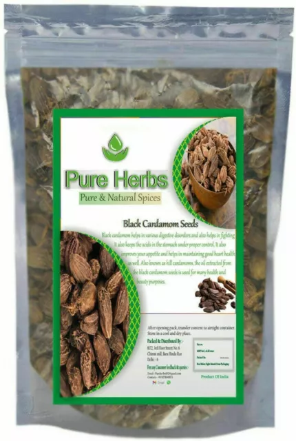 Pure Herbs Nero Cardamomo Semi & Badi Ilaichi Per Indiano Cucinare