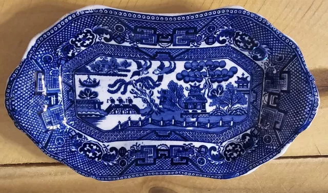 1915-1929 Allerton's Blue Willow Tray Platter 8.5”x 5” Antique  England Bread