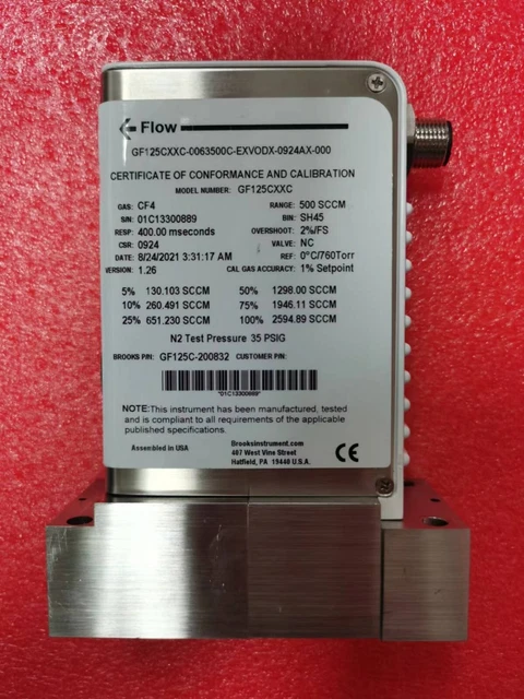 BROOKS GF125CXXC-0063500C-EXVODX-0924AX-000 Mass Flow Controller,GF125C-200832,C