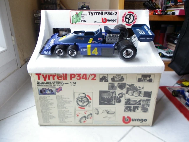 F1 Tyrrell P34/2 6 Roues ELF N°4 – Burago 1/14 – Bleue – Occasion