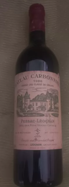 Bouteille De Vin Chateau Carbonnieux De 1986  Grand Cru Classee De Graves