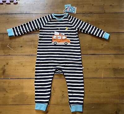 BNWT Frugi organic striped Remy Romper All in one baby boy 12-18 months campers