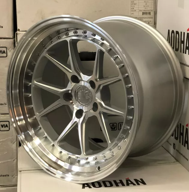 18x9.5 5x114.3 +30 Aodhan DS08 Silver Machined 18 Inch Concave Wheels Set 4