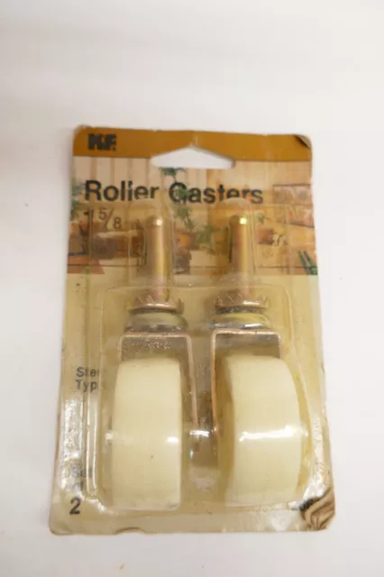 LOT OF 2 SWIVEL ROLLER KING CASTERS 1 5/8" x 5/8" HARD PLASTIC WHEELS