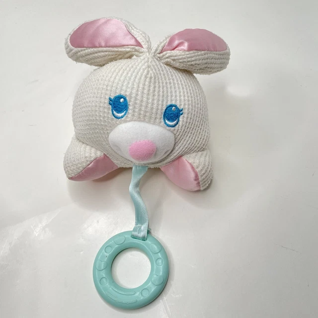 Vintage Fisher Price Baby Rattle Clutch Me Cozies Bunny White Thermal Plush Toy