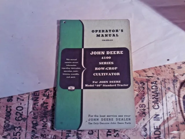 John Deere Operator's Manual 4100 Series Row-Crop Cultivator OM-N20-253