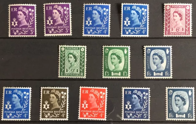 GB QEII Northern Ireland Pre Decimal Wilding 1958-1969 Extended Set of 13 MNH