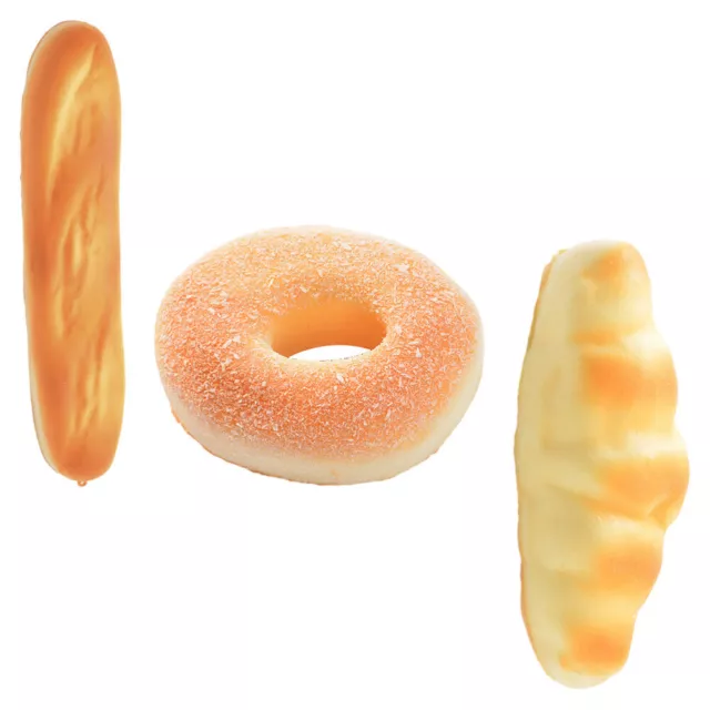 3 Pcs Simulated Bread Pu Artificial Model Kitchen Pretend Toys